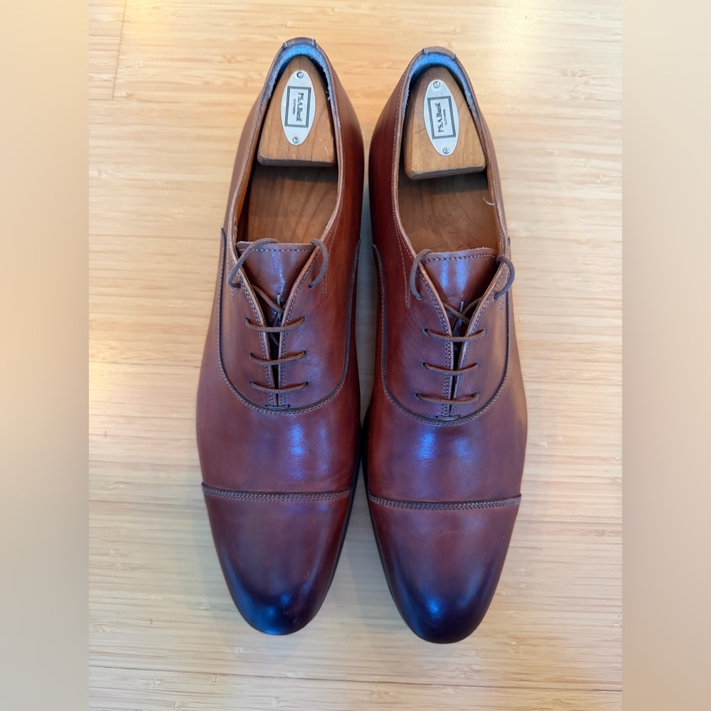 Santoni Shoes Mens Size 11.5 Brown Cap Toe Oxford Made in Italy Dress Leather